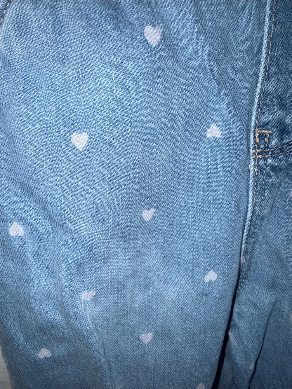 OshKosh B'gosh Light Blue Heart-Print Denim Overalls